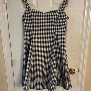 Avec Les Filles NWT Women's Black White Gingham Cotton Fit Flare Sundress Sz 14